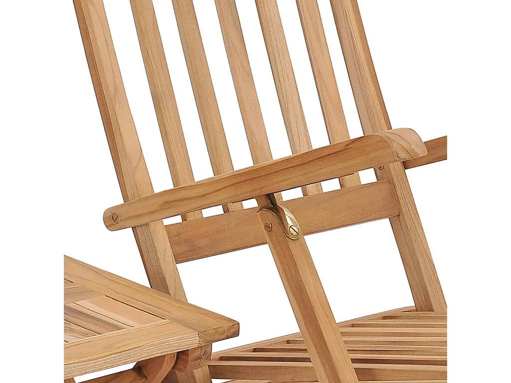 Chaise longue de jardin avec repose-pied et table Bois de teck