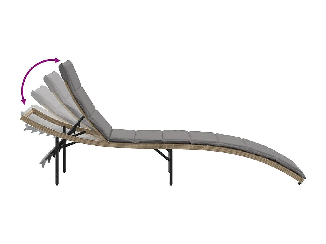 Chaises longues lot de 2 avec table beige résine tressée