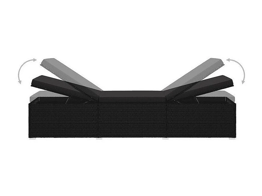 Chaise longue tissu et résine tressée noire Nasher