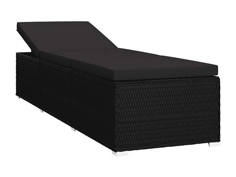 Chaise longue tissu et résine tressée noire Nasher