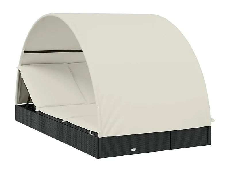 Transat 2 places avec toit rond noir 211x112x140