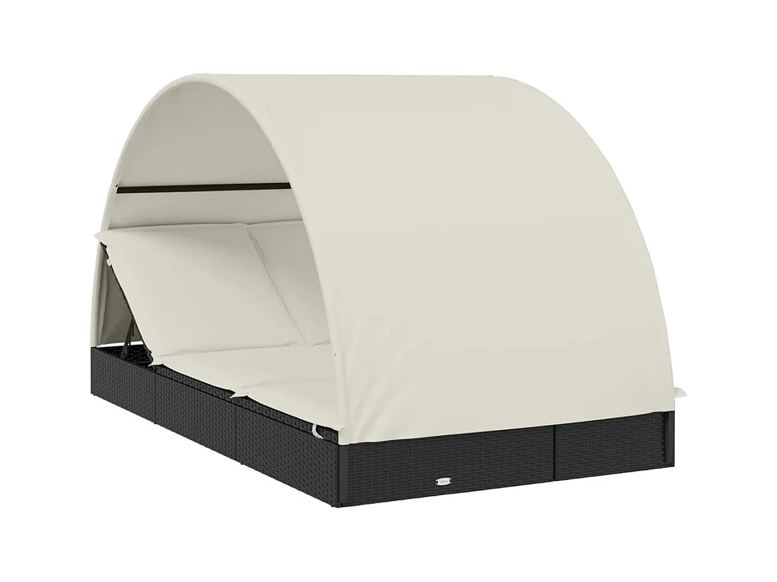 Transat 2 places avec toit rond noir 211x112x140