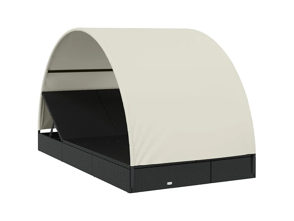 Transat 2 places avec toit rond noir 211x112x140