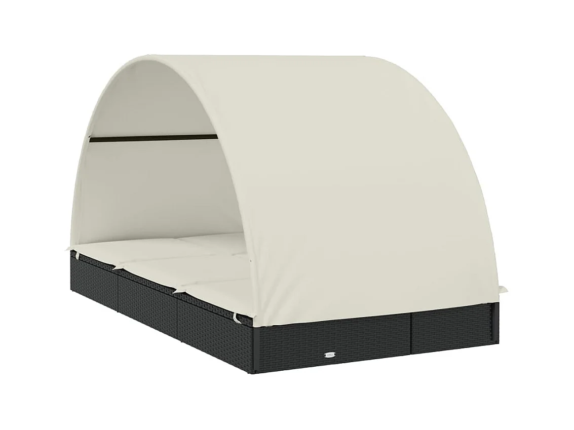 Transat 2 places avec toit rond noir 211x112x140