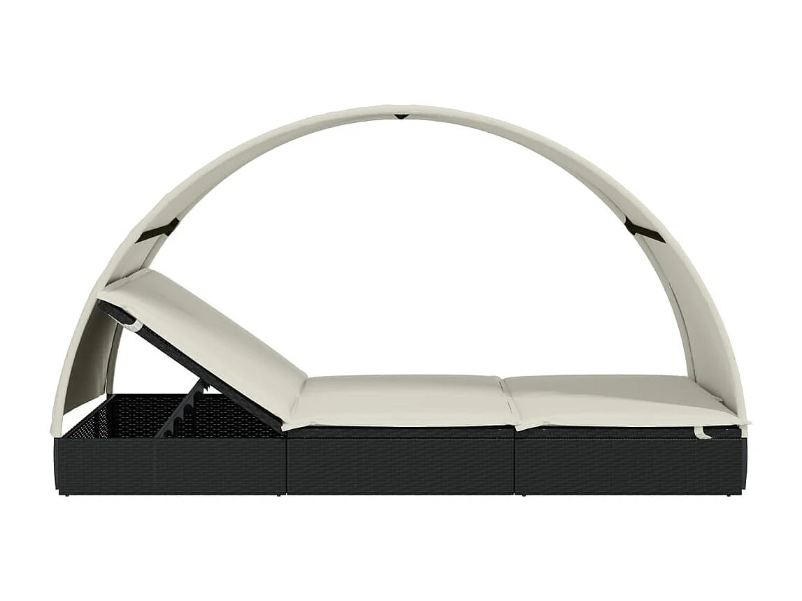 Transat 2 places avec toit rond noir 211x112x140