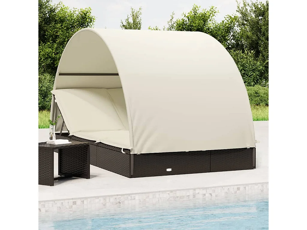 Transat 2 places avec toit rond noir 211x112x140