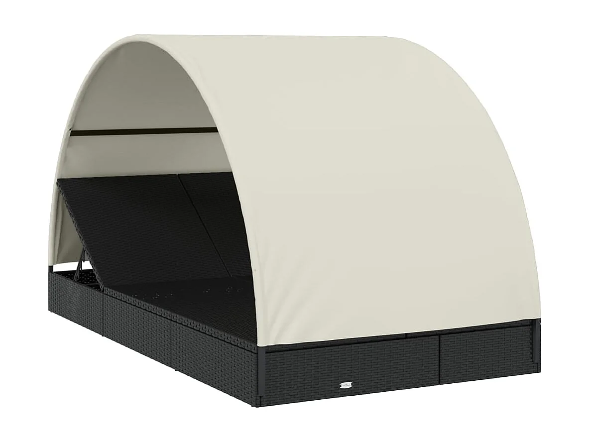 Transat 2 places avec toit rond noir 211x112x140