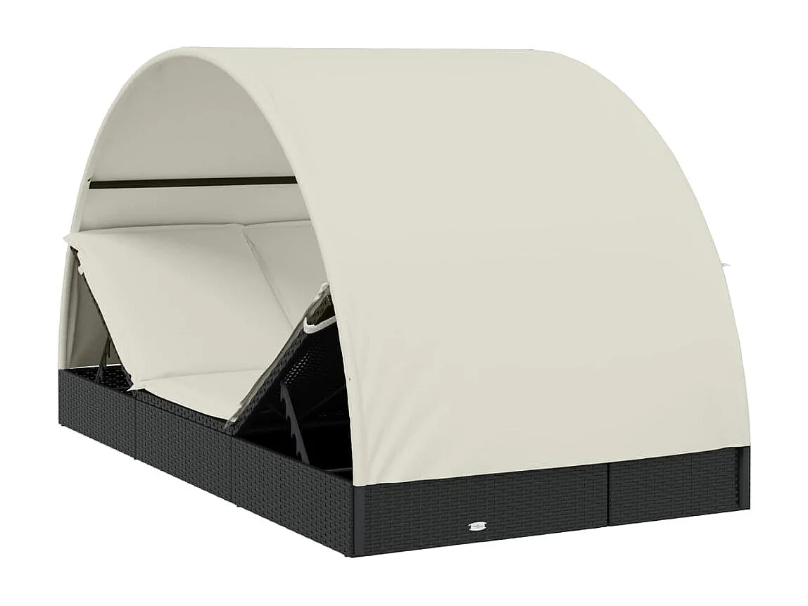 Transat 2 places avec toit rond noir 211x112x140