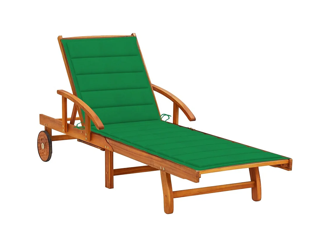 Chaise longue de jardin avec coussin Bois d'acacia solide 54