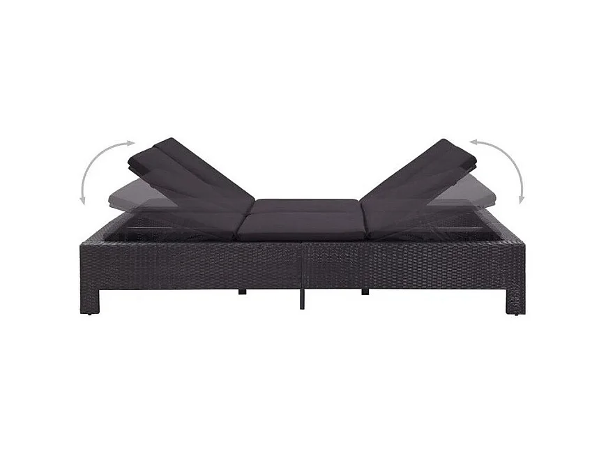 Lit de jardin tissu et résine tressée noir Daget