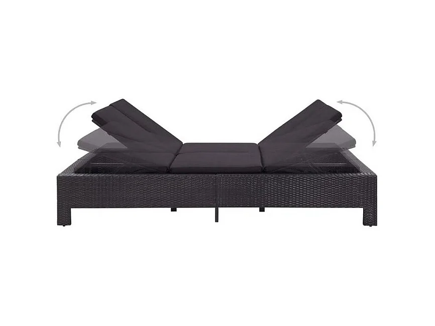 Lit de jardin tissu et résine tressée noir Daget