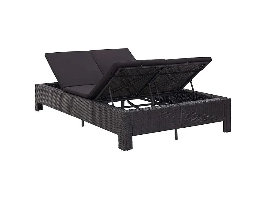 Lit de jardin tissu et résine tressée noir Daget