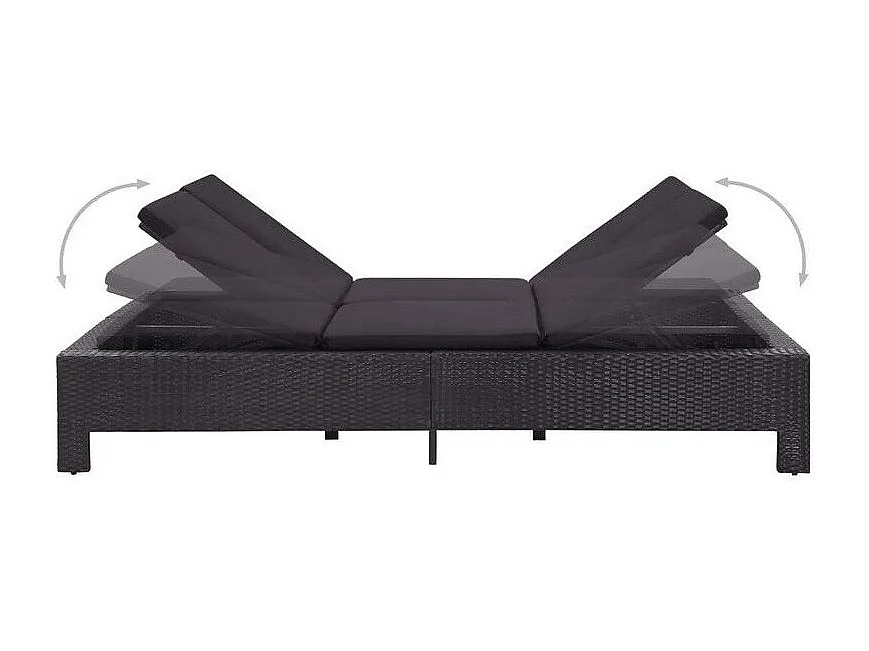 Lit de jardin tissu et résine tressée noir Daget