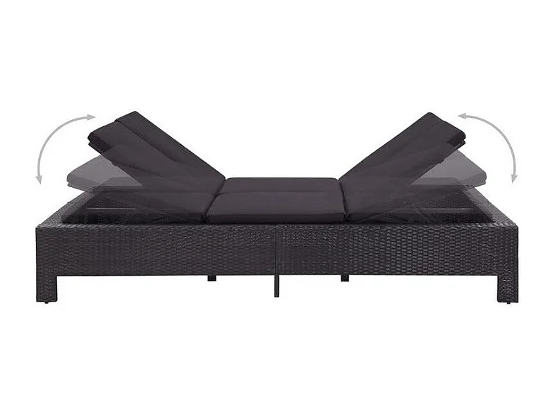 Lit de jardin tissu et résine tressée noir Daget