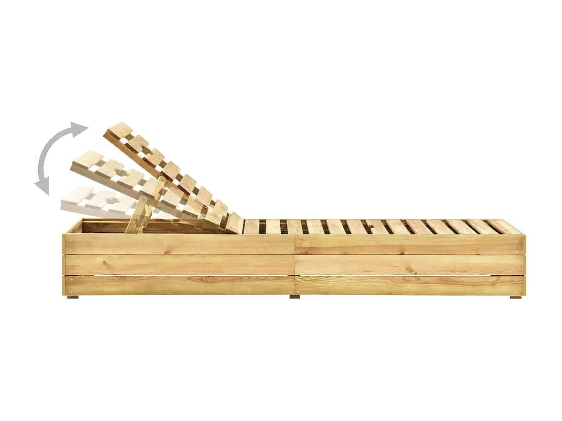 Chaise longue de jardin avec table et coussin Pin imprégné 23