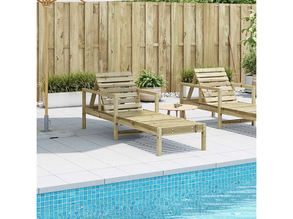Chaise longue 199,5x62x55 bois de pin imprégné