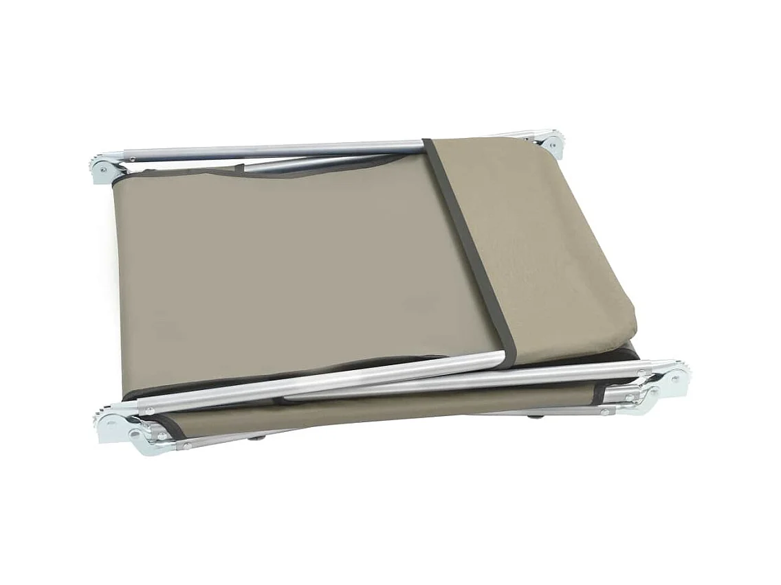 Chaises longues pliables 2 pcs Acier et tissu Taupe