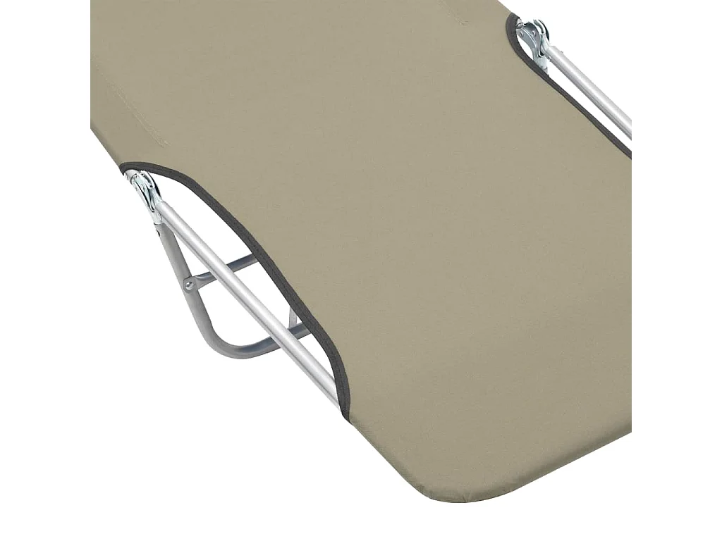 Chaises longues pliables 2 pcs Acier et tissu Taupe