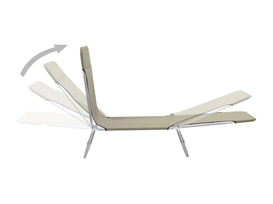 Chaises longues pliables 2 pcs Acier et tissu Taupe