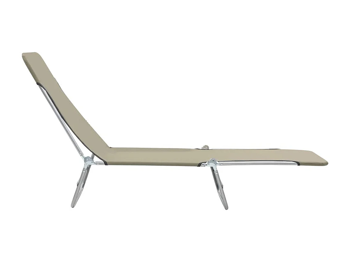 Chaises longues pliables 2 pcs Acier et tissu Taupe