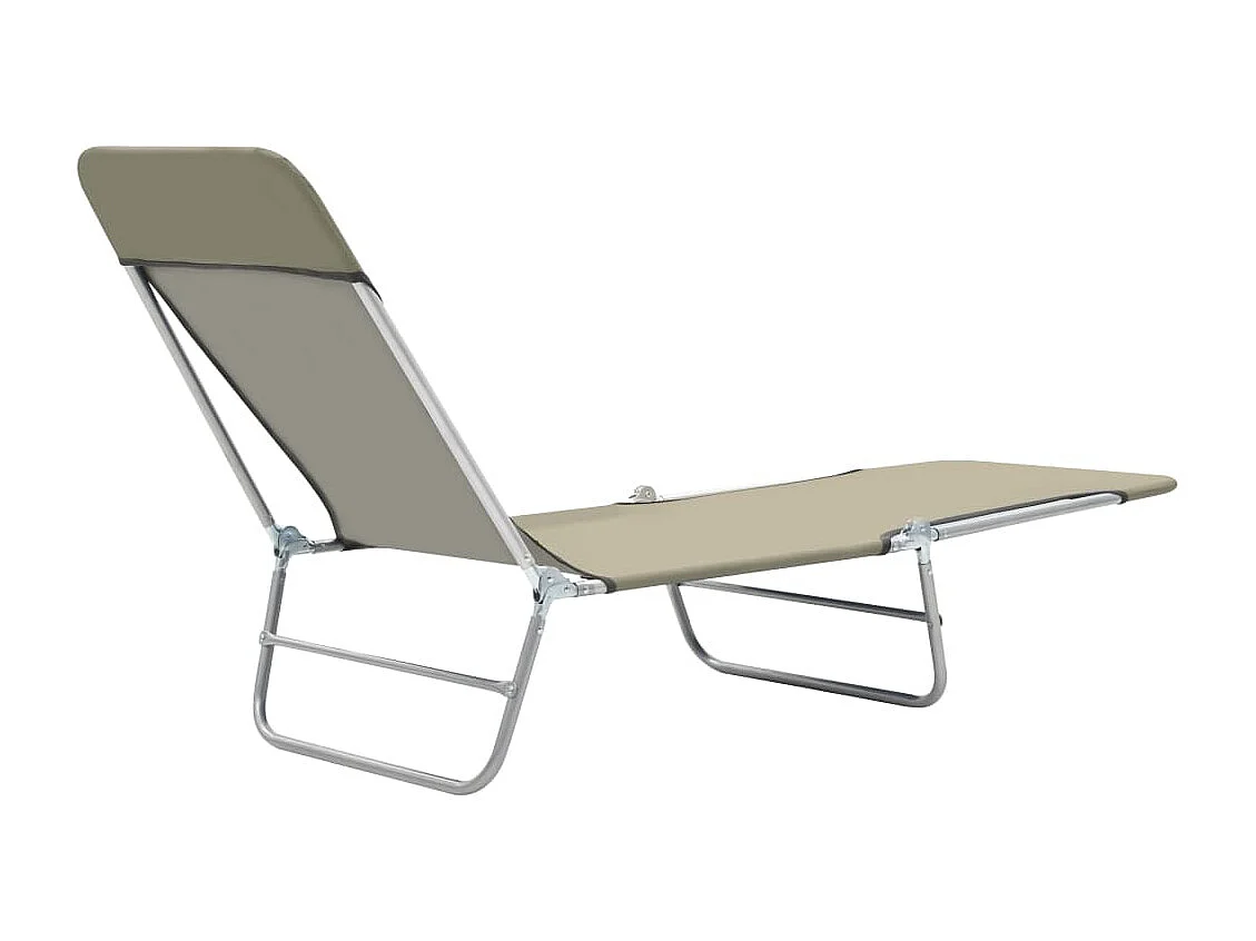 Chaises longues pliables 2 pcs Acier et tissu Taupe
