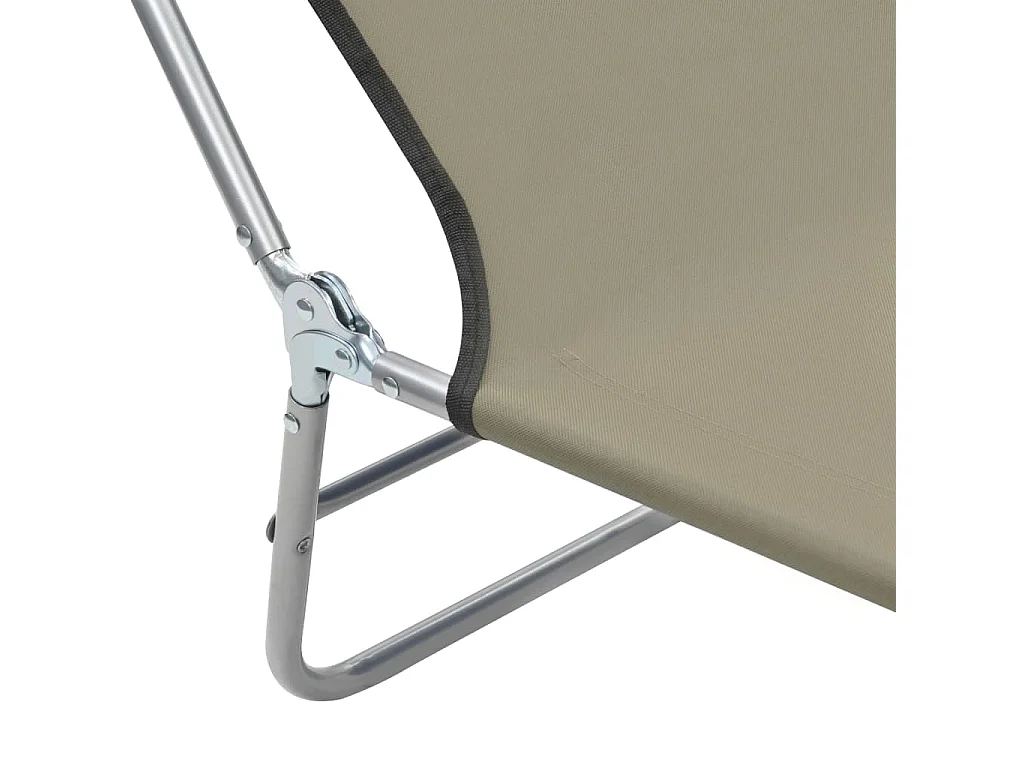 Chaises longues pliables 2 pcs Acier et tissu Taupe