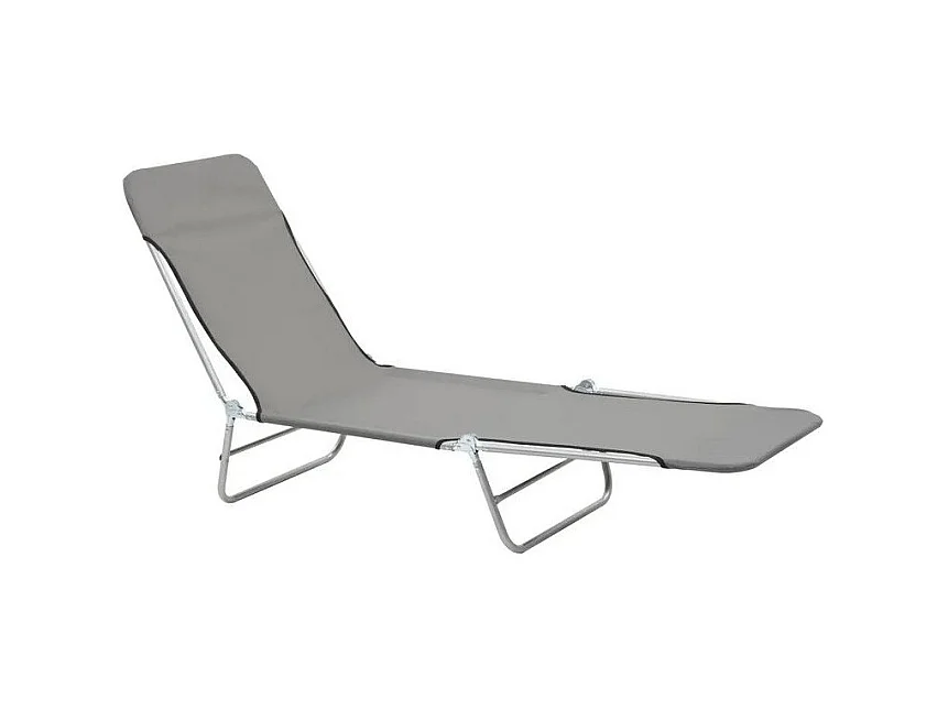 Chaise longue pliable tissu et métal gris Umpki - Lot de 2