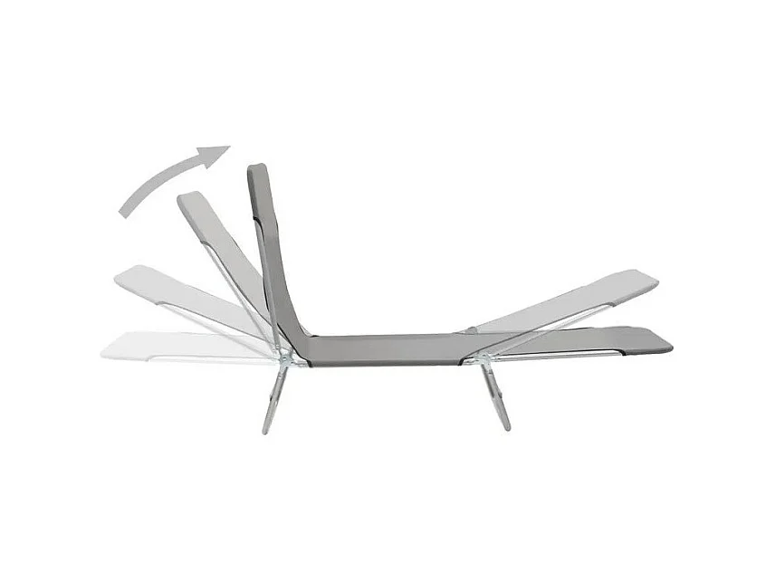 Chaise longue pliable tissu et métal gris Umpki - Lot de 2