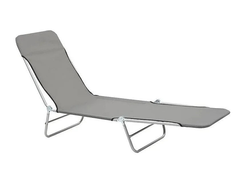Chaise longue pliable tissu et métal gris Umpki - Lot de 2