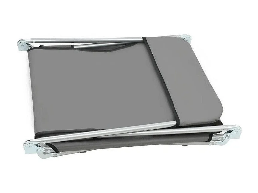 Chaise longue pliable tissu et métal gris Umpki - Lot de 2