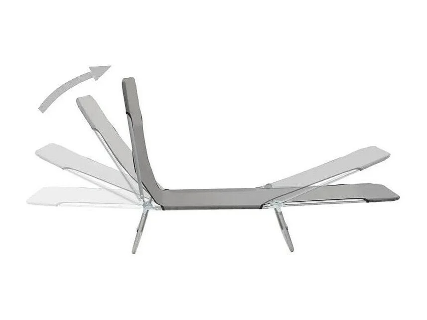 Chaise longue pliable tissu et métal gris Umpki - Lot de 2