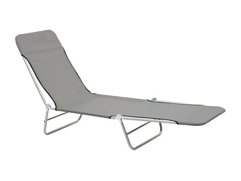 Chaise longue pliable tissu et métal gris Umpki - Lot de 2