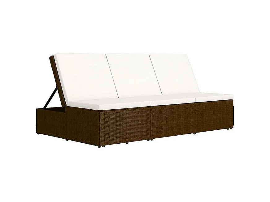 Lit de jardin tissu blanc et résine tressée marron Viali