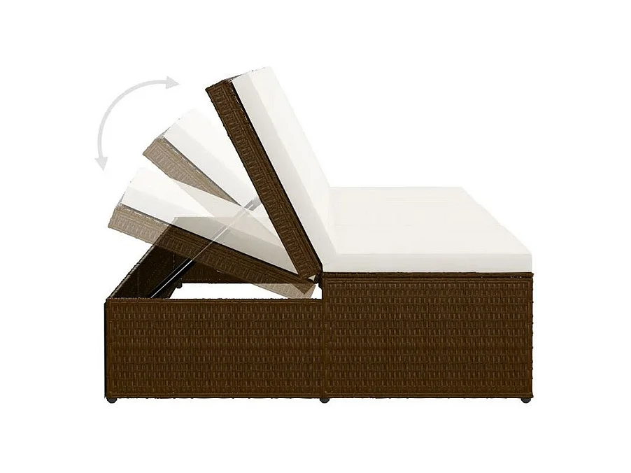 Lit de jardin tissu blanc et résine tressée marron Viali