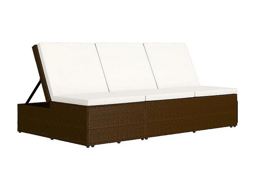 Lit de jardin tissu blanc et résine tressée marron Viali