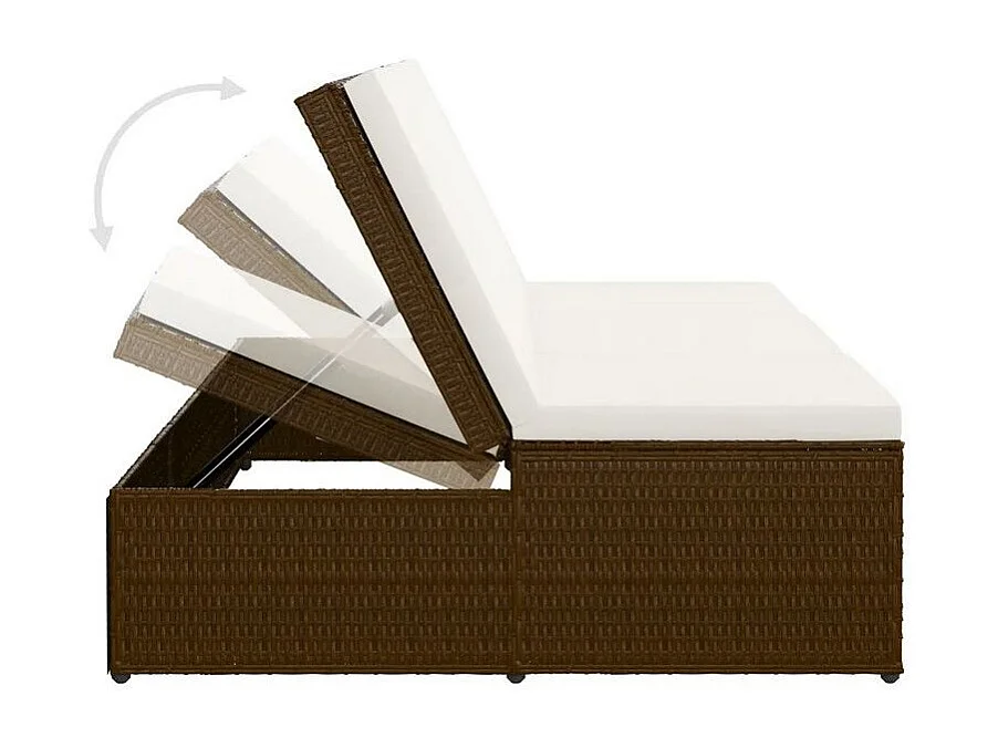 Lit de jardin tissu blanc et résine tressée marron Viali