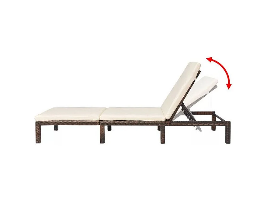 Chaise longue tissu blanc et résine tressée marron Ashné