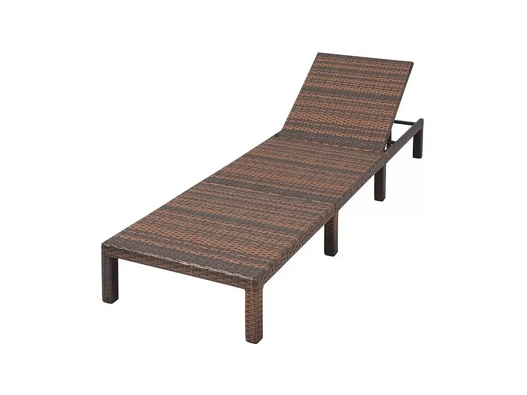 Chaise longue tissu blanc et résine tressée marron Ashné