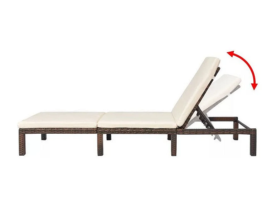 Chaise longue tissu blanc et résine tressée marron Ashné