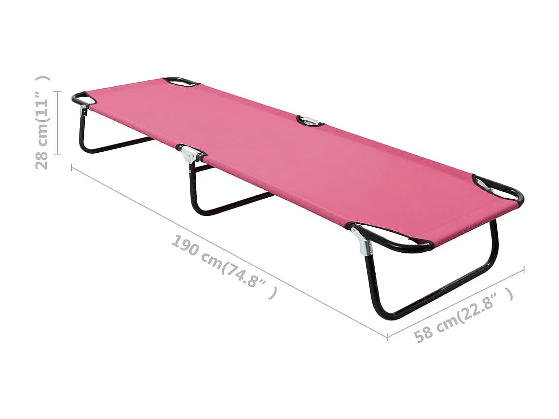 Chaise longue pliable Acier Rose