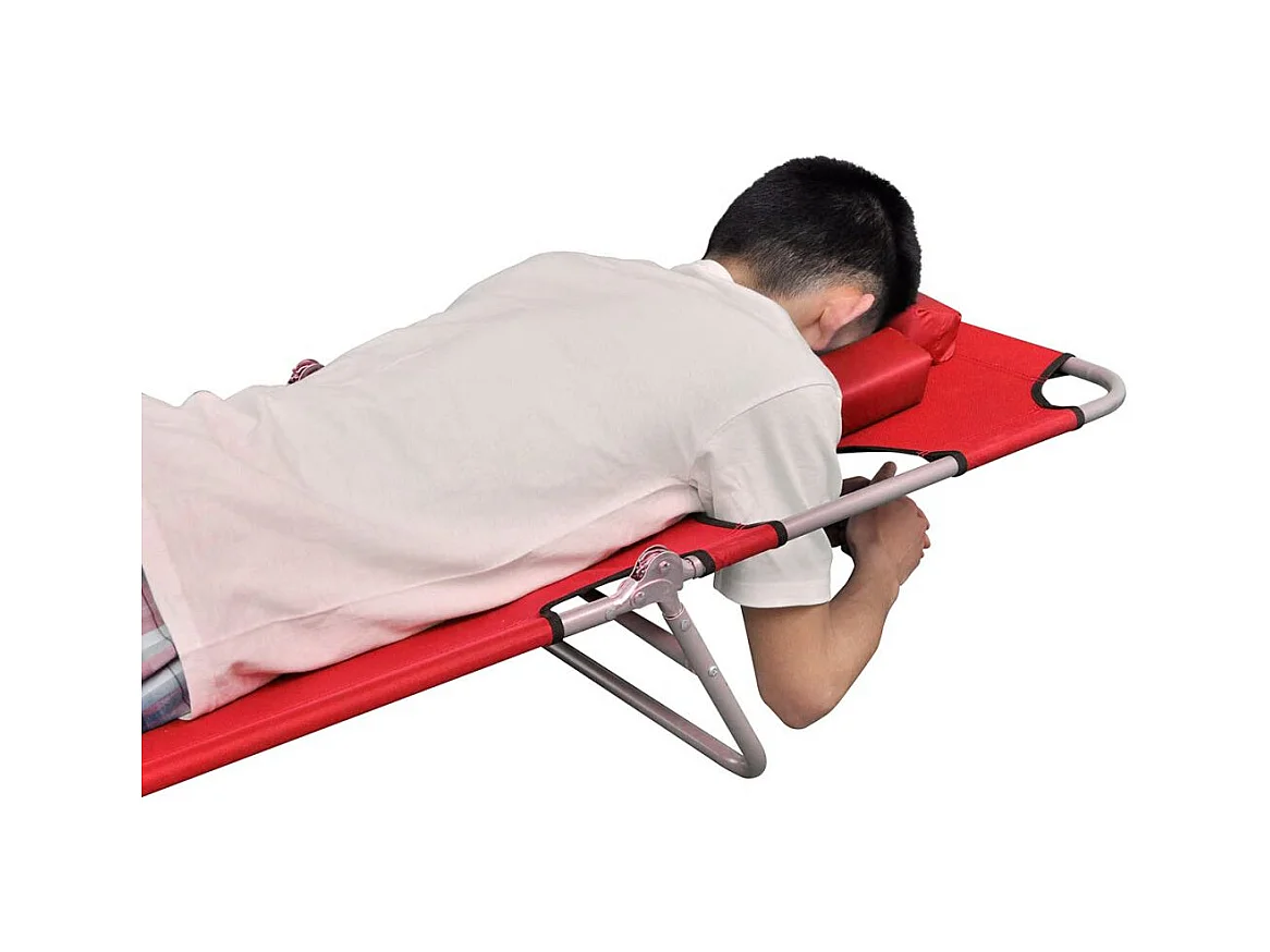 Chaise longue avec coussin de tête Acier enduit de poudre Rouge