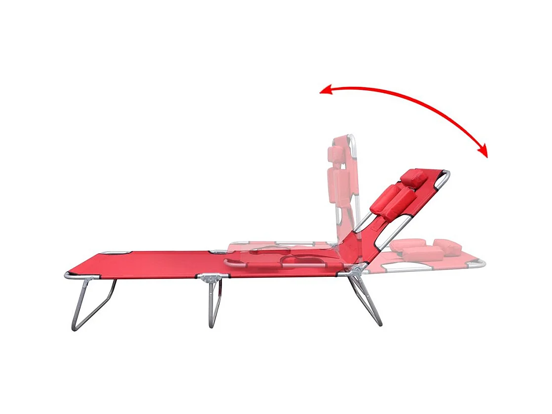 Chaise longue avec coussin de tête Acier enduit de poudre Rouge