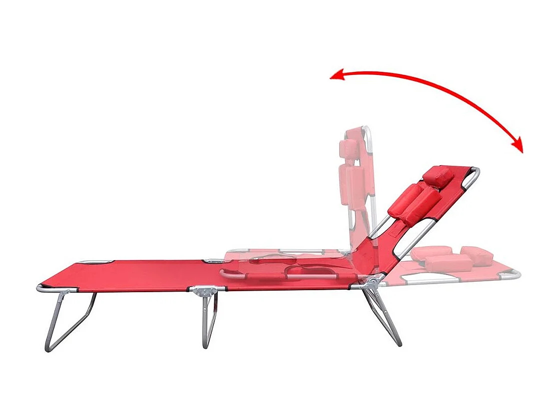Chaise longue avec coussin de tête Acier enduit de poudre Rouge