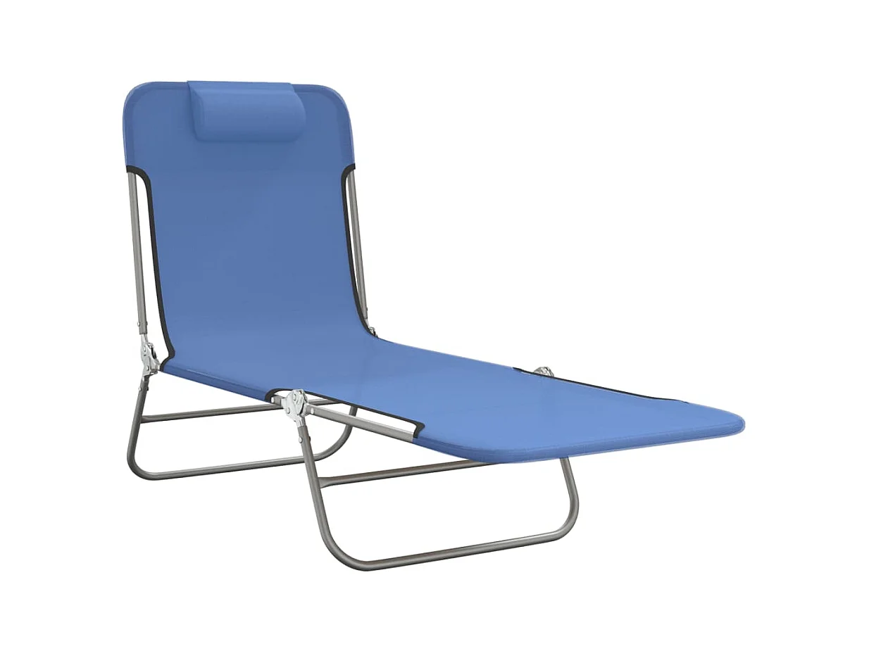 Chaises longues pliables 2 pcs bleu textilène et acier