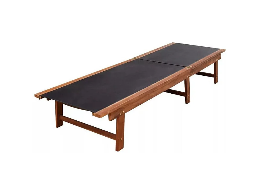 Ensemble chaise longue textilène noir et table acacia Sikash
