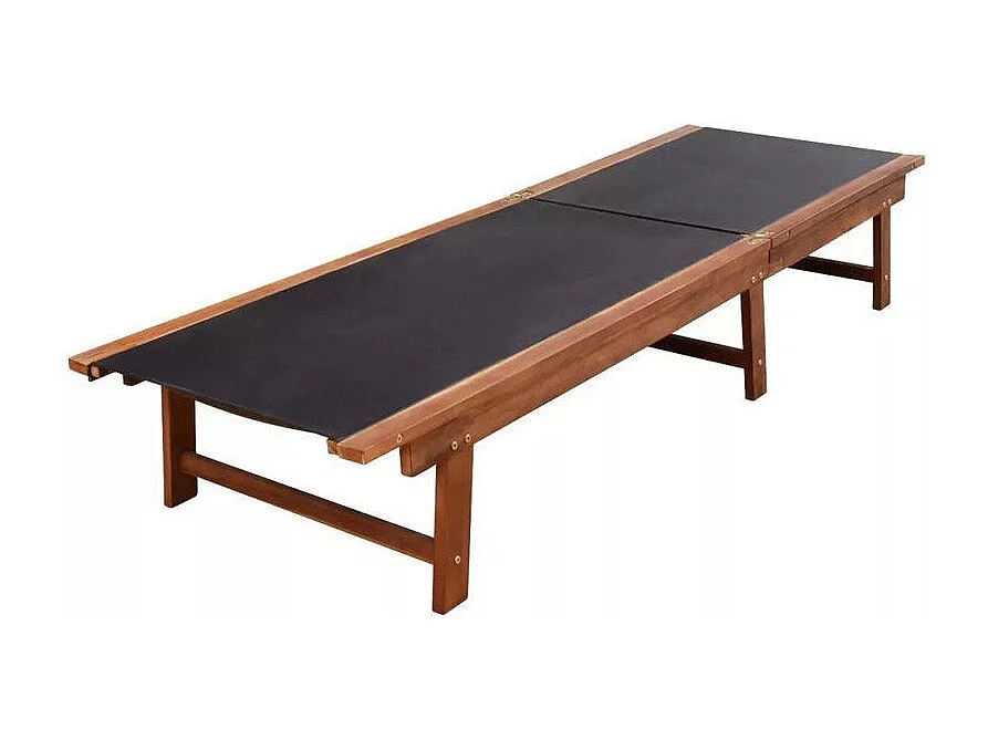 Ensemble chaise longue textilène noir et table acacia Sikash