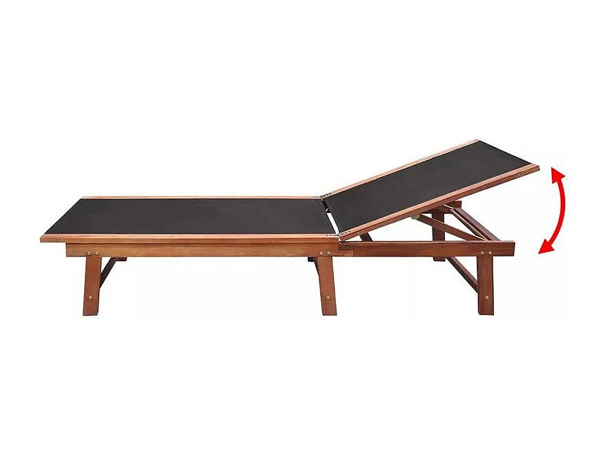 Ensemble chaise longue textilène noir et table acacia Sikash