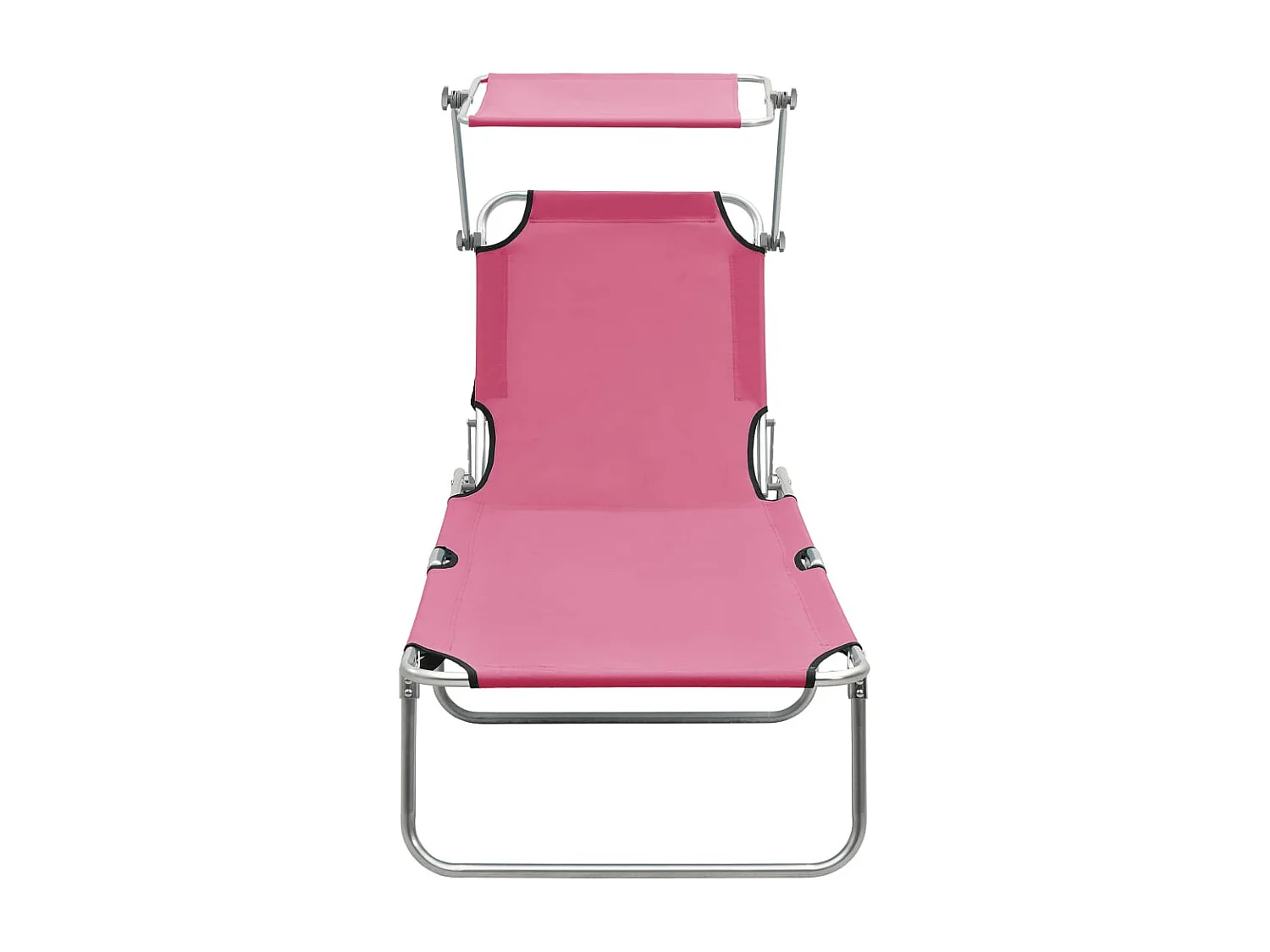 Chaise longue pliable avec auvent Rose Aluminium