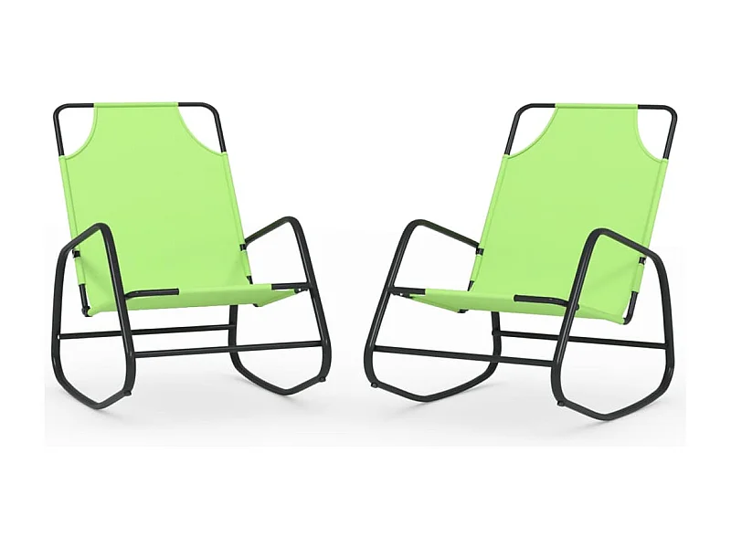Chaises longues à bascule 2 pcs Vert Acier et textilène