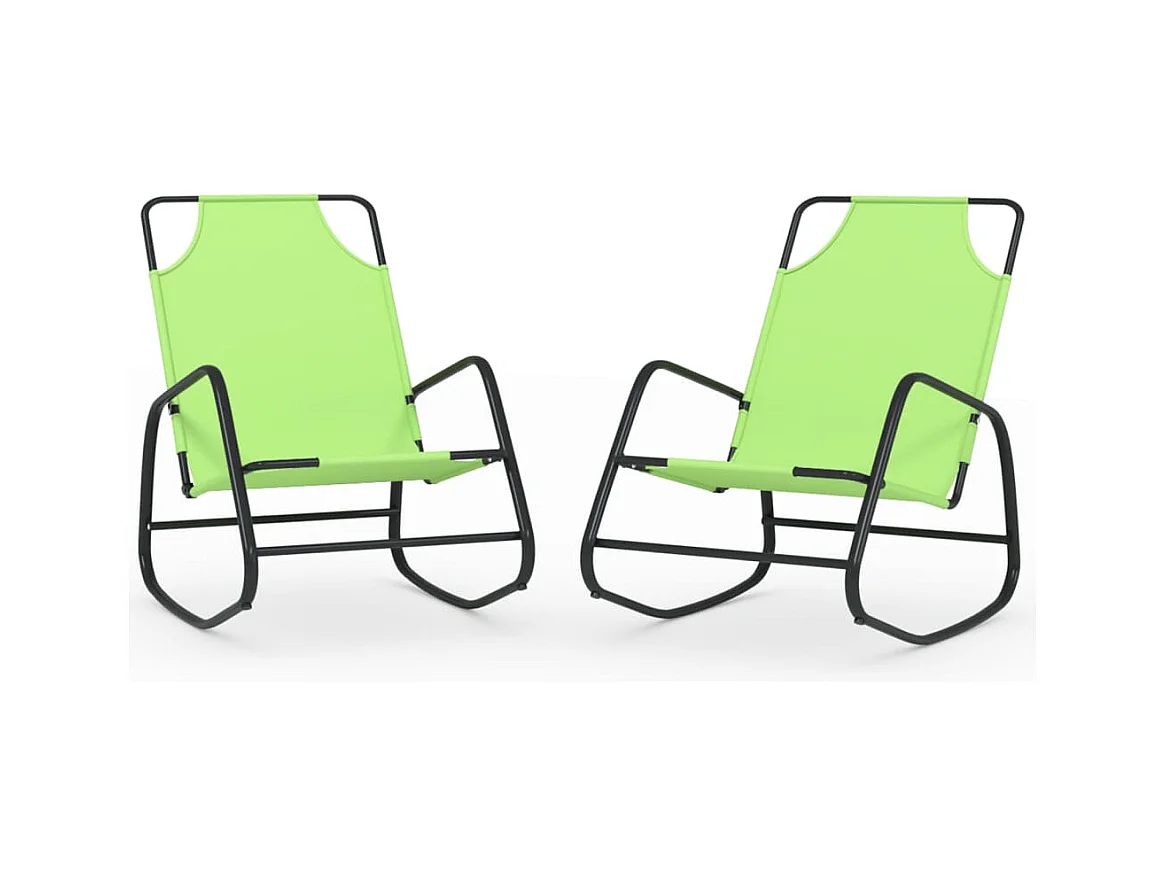 Chaises longues à bascule 2 pcs Vert Acier et textilène